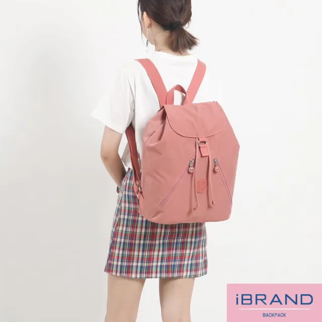 【iBrand】雙11 輕盈防潑水尼龍束口大容量後背包(防水包 酒紅色)
