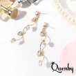 【Quenby】925純銀 波浪樹枝點綴水鑽甜美潮流耳環/耳針(耳環/配件/交換禮物)