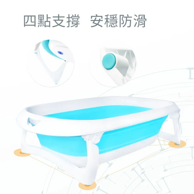 【PUKU 藍色企鵝】Elephant大象摺疊澡盆組(含水瓢+紗布方巾3入)