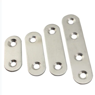 AC043 10入裝 不銹鋼一字型 直片角鐵 56X16MM(厚1.5MM 180度連接片 角碼 固定片 鐵片 加強鐵白鐵 支架)