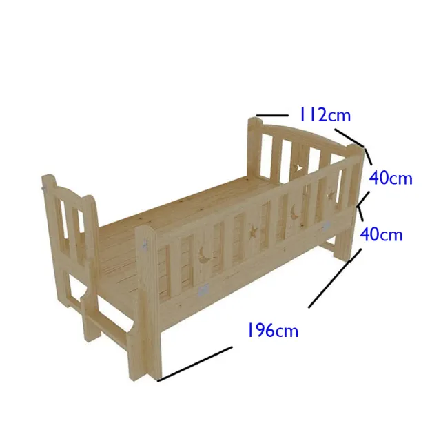【HA Baby】松木實木拼接床 單人加大 長196寬112高40 四面有梯款(延伸床、床邊床、嬰兒床、兒童床)