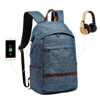 【DF BAGSCHOOL】都會型男必備多功能防潑水USB電腦後背包-共2色