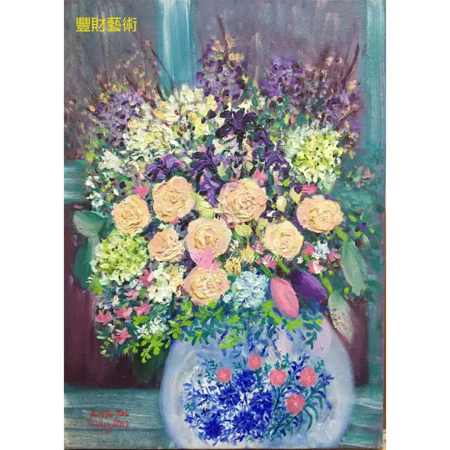 【豐財藝術】Blessing rich and health花開富貴平安健康能量真跡油畫(印象派油畫藝術收藏首選)