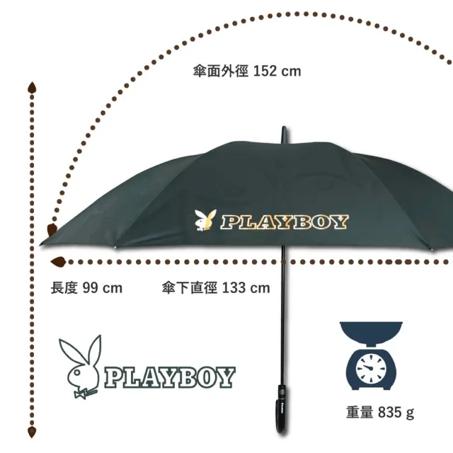 PLAYBOY】內斂光芒- 30吋彎柄專利高爾夫球傘2019年度限量款