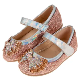 【布布童鞋】雙色亮鑽蝴蝶結金粉色寶寶公主鞋(Q9T523G)