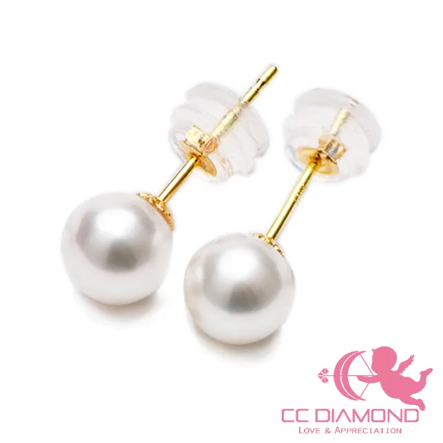 【CC Diamond】18K金極品天然珍珠耳釘(5.5-6mm)