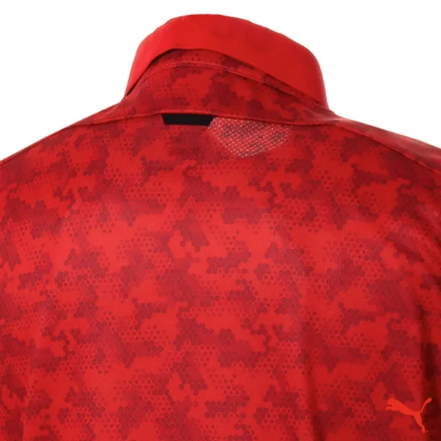 【PUMA】GOLF 男版翻領蜂巢設計POLO衫 Honeycomb POLO衫大紅(923836 03)