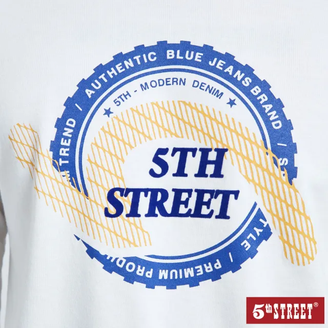 【5th STREET】雙11 男經典潮流長袖T恤-白色