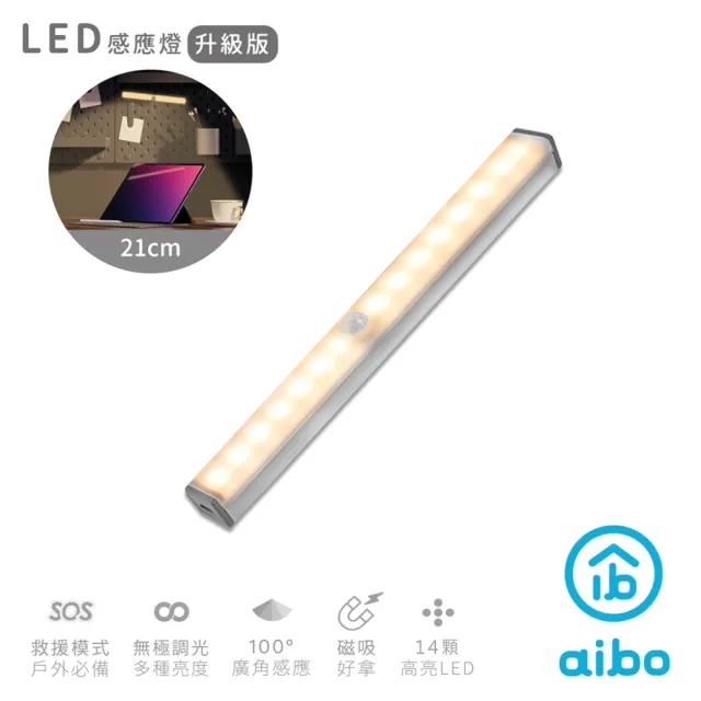 【aibo】升級版多功能 USB充電磁吸式 21cmLED感應燈管(LI-33S)