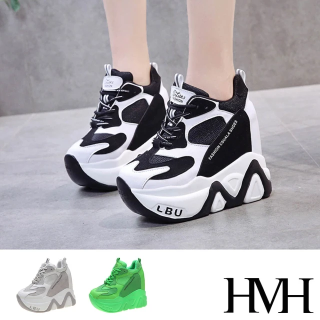 【HMH】潮流撞色時尚拼接厚底內增高個性休閒鞋(3色任選)