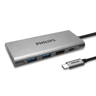 【Philips 飛利浦】DLK5524C 4合一☆typeC/USB/HDMI☆HUB集線器(4K高畫質/可PD充電)