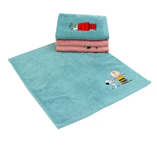【SNOOPY 史努比】買一送一100%純棉刺繡方巾 洗臉巾(一組2條共4條 台灣製造)