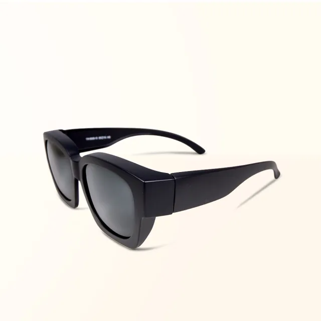 【ALEGANT】經典純黑色方框全罩偏光墨鏡/外掛式UV400太陽眼鏡(外掛式/包覆式/寶麗來墨鏡/車用太陽眼鏡)