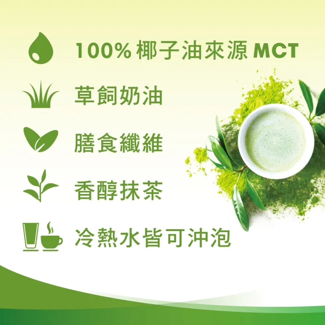 【食在加分】防彈抹茶-含56%MCT低咖啡因即溶生酮能量/200克(低咖啡因防彈抹茶)