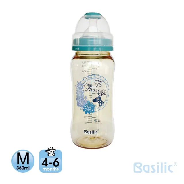 【Basilic 貝喜力克】防脹氣PPSU寬口大奶瓶360ml-M(兩入組)