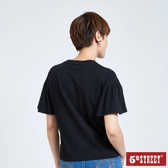 【5th STREET】女波浪短袖T恤-黑色