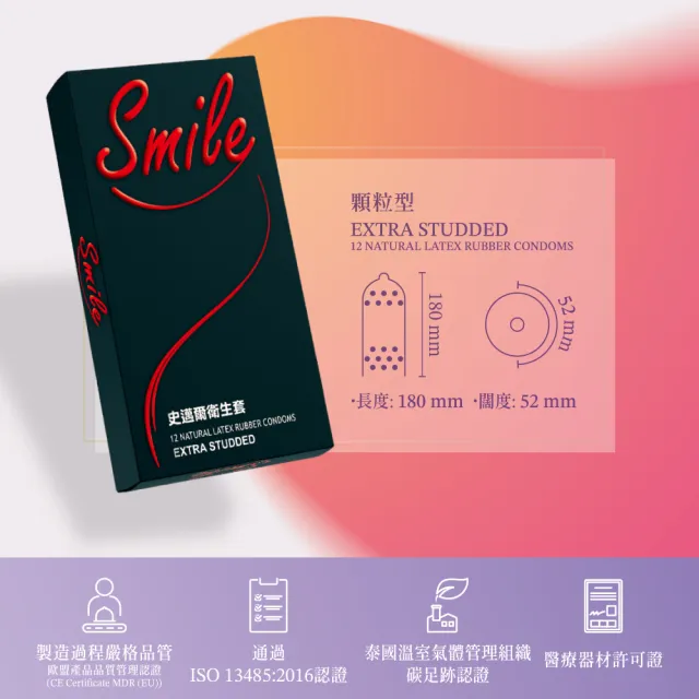 【smile 史邁爾】買2送2 顆粒保險套衛生套(12入*4盒)(共48入)