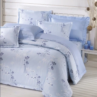 【ASHLYNA   愛希琳娜】精梳棉植物花卉六件式兩用被床罩組藍天浪漫(加大)