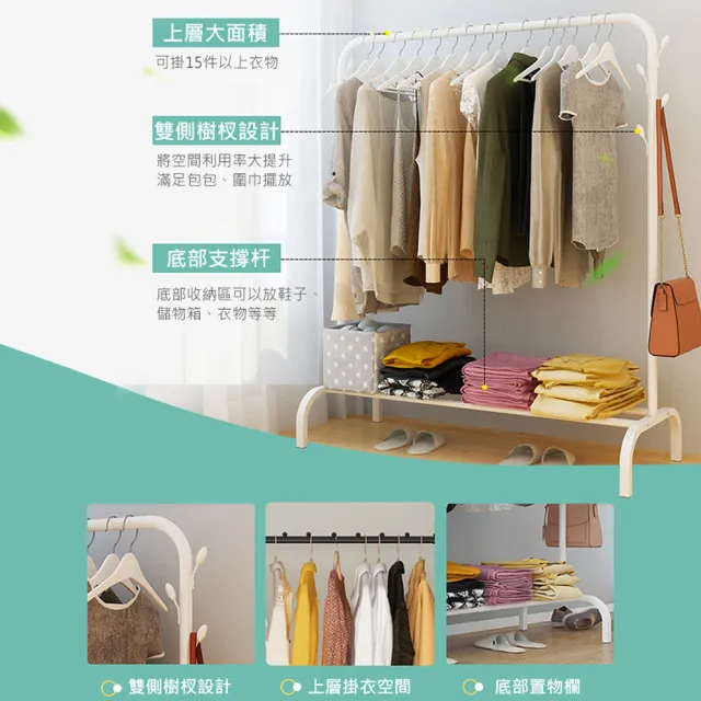 【VENCEDOR】落地掛衣架-單-防滑珠(衣櫃 吊衣架 曬衣架 現代簡約風耐重落地衣架 衣帽架 簡易晾衣架-2入)