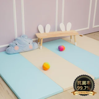【Mang Mang 小鹿蔓蔓】兒童抗菌4cm摺疊地墊/爬行地墊/遊戲地墊/兒童地墊(四折200L-鋼琴藍)