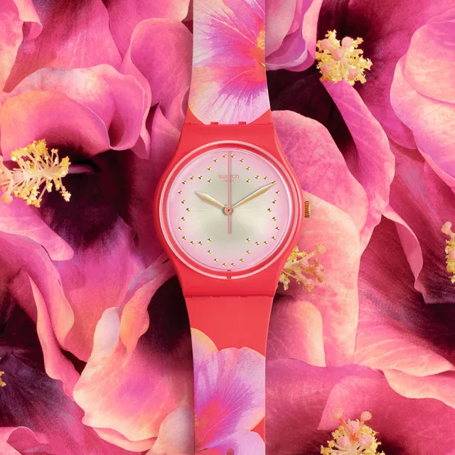 【SWATCH】Mother s Day系列手錶 FIORE DI MAGGIO 永恆木槿 男錶 女錶 瑞士錶 錶(34mm)