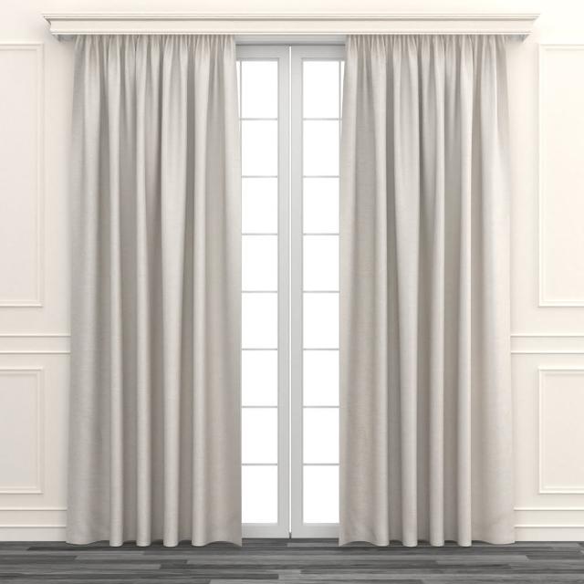 【特力屋】 防焰全遮光窗簾 米色 290x210cm