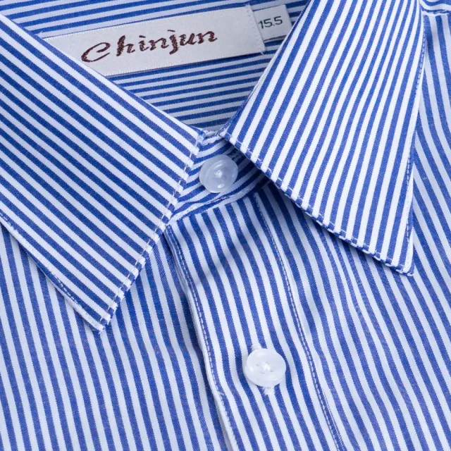 【CHINJUN】勁榮抗皺襯衫-短袖、藍白條紋、s204(任選3件999 現貨 商務 男生襯)