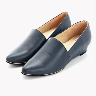 【DN】跟鞋_MIT質感素面全真皮尖頭楔型鞋(藍)