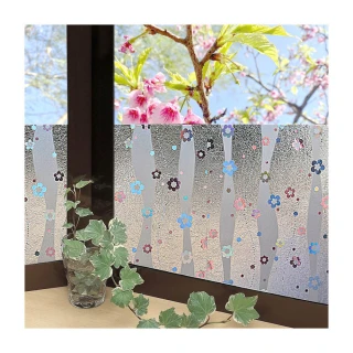 【meiwa】日本製造抗UV可變色節能靜電窗貼(亮彩花瓣- 92x500公分)
