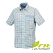 【Fit 維特】男-吸排抗UV格紋短袖襯衫-鋁灰 HS1203-71(吸濕排汗/透氣快乾/抗UV)