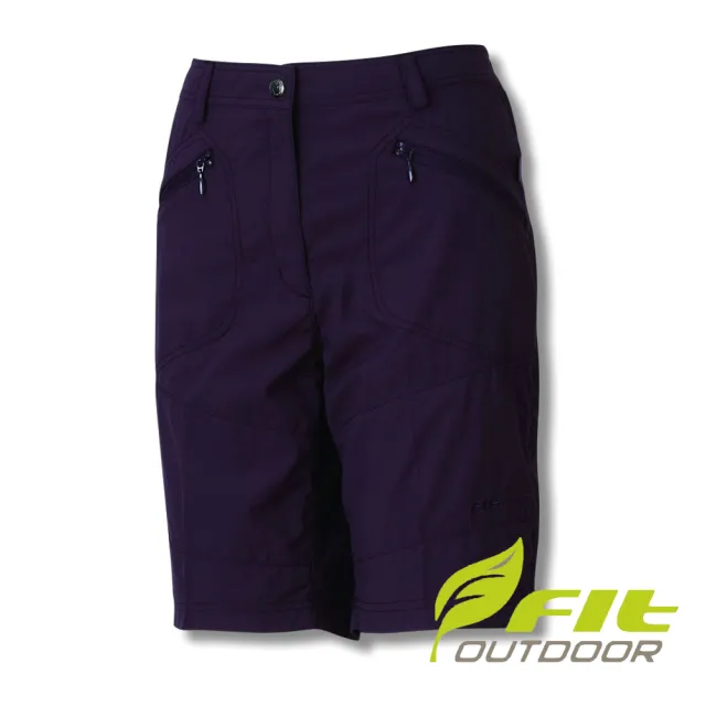 【Fit 維特】女-吸排抗UV平織短褲-深栗紫 GS2903-69(彈性褲/短褲/褲子/休閒褲)
