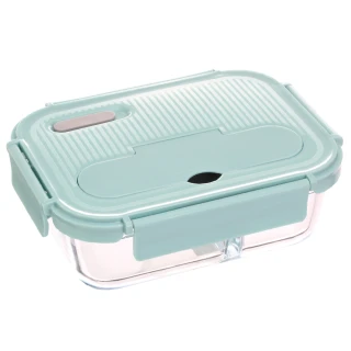 【CHEF 掌廚】EcoFresh 玻璃分隔保鮮盒1050ml(1入 藍色)