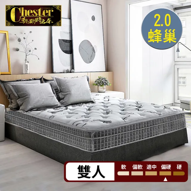 【Chester 契斯特】魯道夫抗菌布 床墊 2.0蜂巢獨立筒 厚墊  雲端式5cm乳膠三線-5尺(雙人)