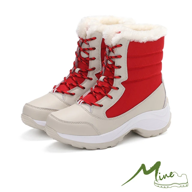 【MINE】保暖防滑防潑水登山雪靴(紅)