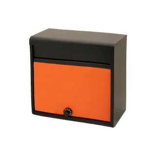 【日本 GREEN LIFE】密碼式烤漆金屬信箱-橘黑(壁掛、不鏽鋼、金屬製)