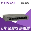 【NETGEAR】8埠 Gigabit 無網管 金屬殼 網路交換器 (GS308)