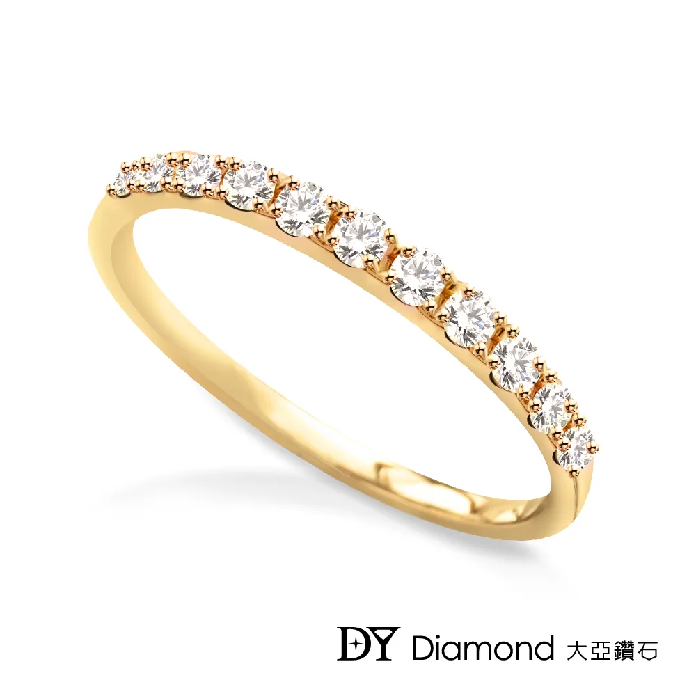 【DY Diamond 大亞鑽石】18黃K金 0.14克拉 D/VS1 經典鑽石線戒