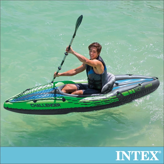 【INTEX】挑戰者K1-單人運動獨木舟/橡皮艇(附單漿+手壓幫浦_68305)