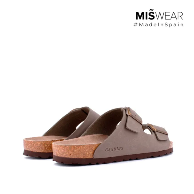 【MISWEAR】男-涼鞋-Genuins 純素皮革軟木雙扣男士涼鞋-灰