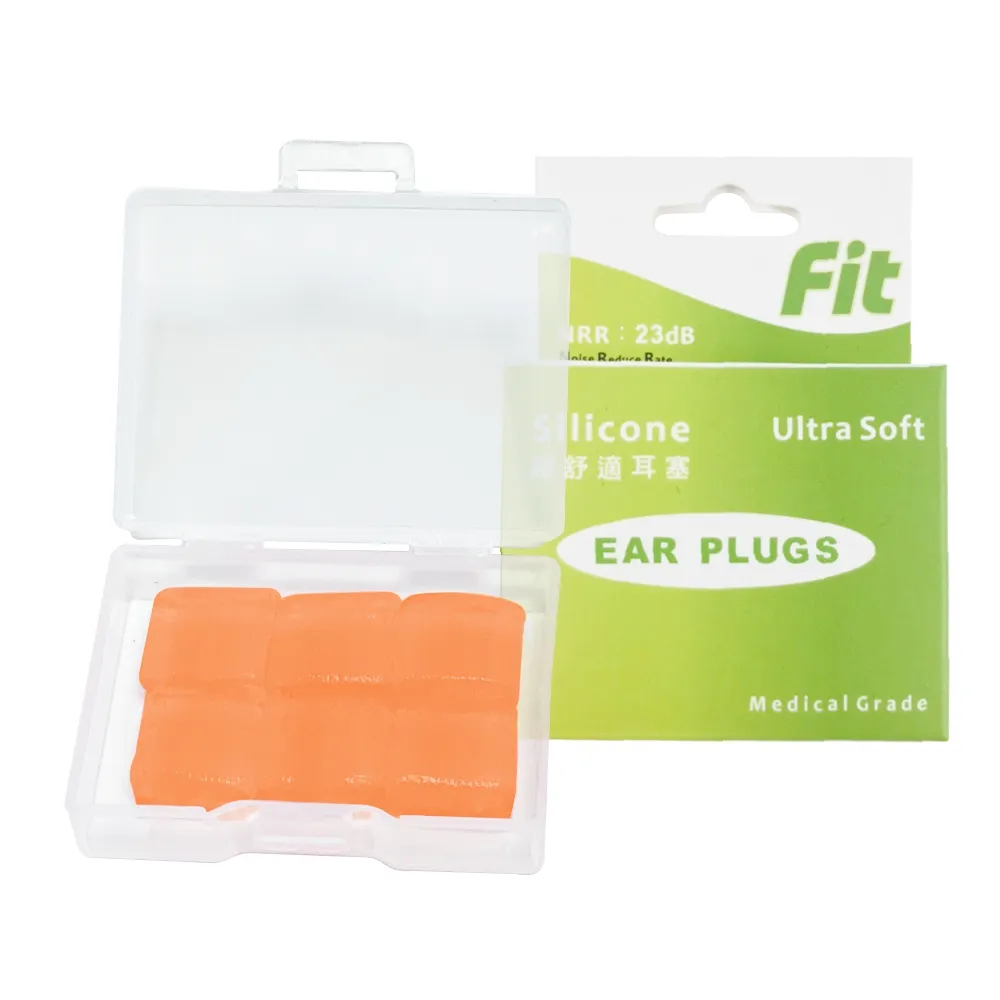 【FIT】矽膠耳塞 超柔軟可塑型 防噪音 睡眠 游泳 飛行 適用/6入(橘色)