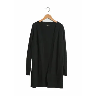 【玄太】彈性純色舒適開襟針織罩衫(黑)