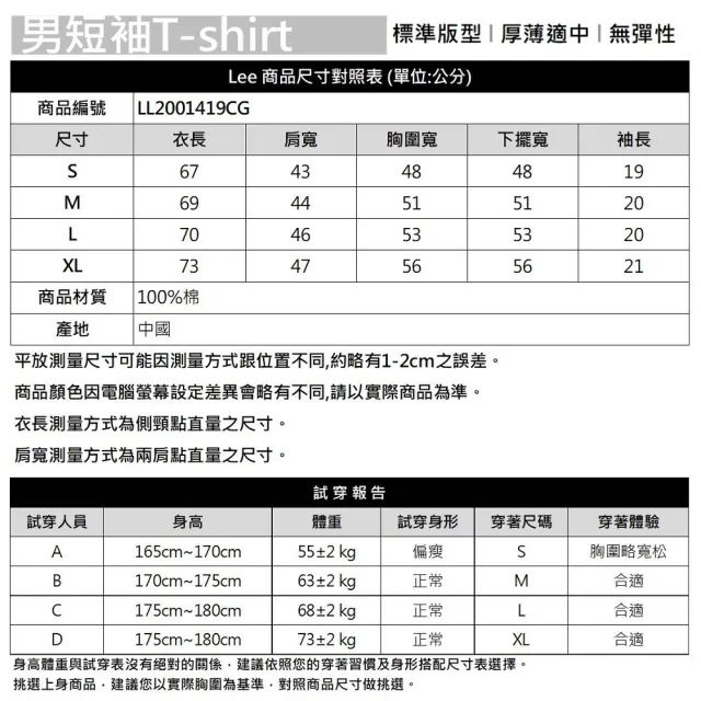 【Lee】出清品-男裝 短袖T恤 / COWBOY 丈青 標準版型 / 101+ 系列(LL20014166T)