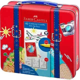 【Faber-Castell】155535旅行箱40色連接彩色筆(開學 文具 畫畫 美術 寫生 禮物)