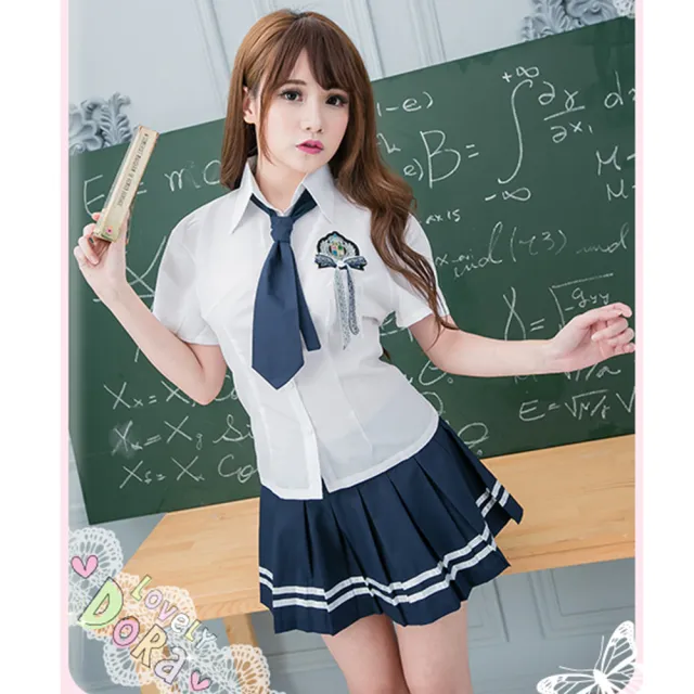 【愛衣朵拉】制服 角色扮演學生服裝 XS-XL(角色扮演 白襯衫 百摺裙 學生服 情趣)