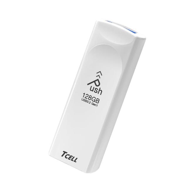【TCELL 冠元】USB3.2 Gen1 128GB Push推推隨身碟(珍珠白)