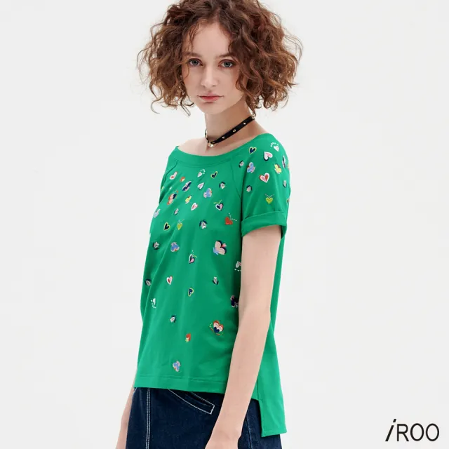 【iROO】刺繡細節短袖T恤