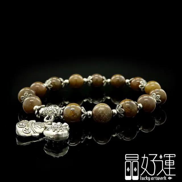【晶好運】招財進寶8mm老料黃玉石藏銀設計款手珠(BB-120/現貨)