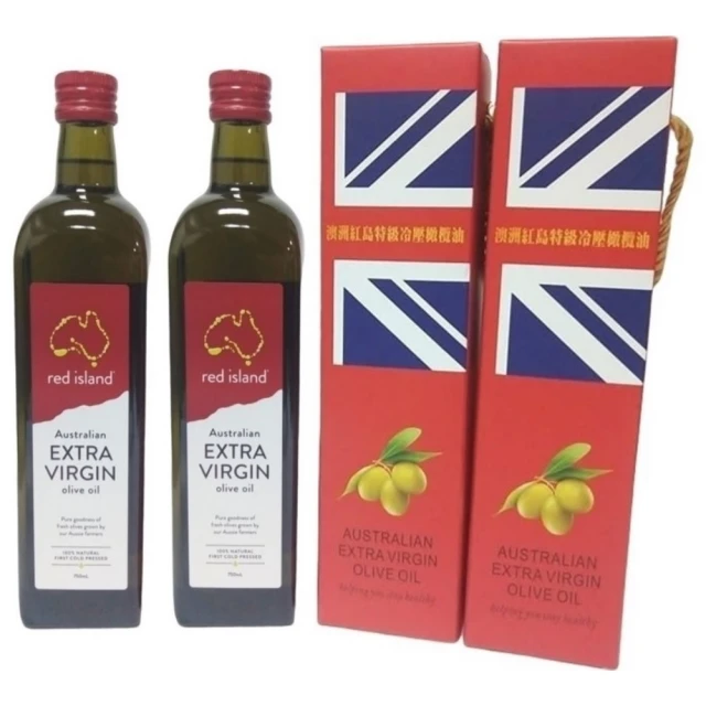 【red island 紅島】澳洲特級冷壓初榨橄欖油750ml單入禮盒X2
