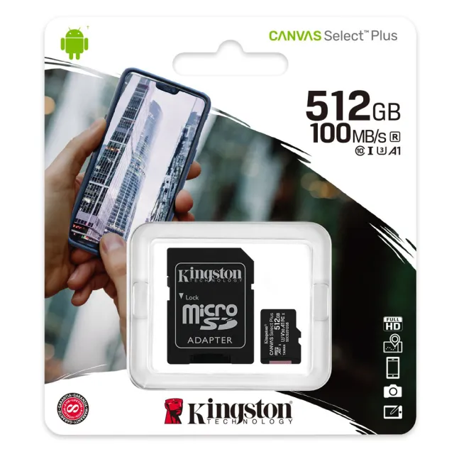 【Kingston 金士頓】512GB 100MB/s microSDXC UHS-I U3 A1 V30  記憶卡(SDCS2/512GB 平輸)