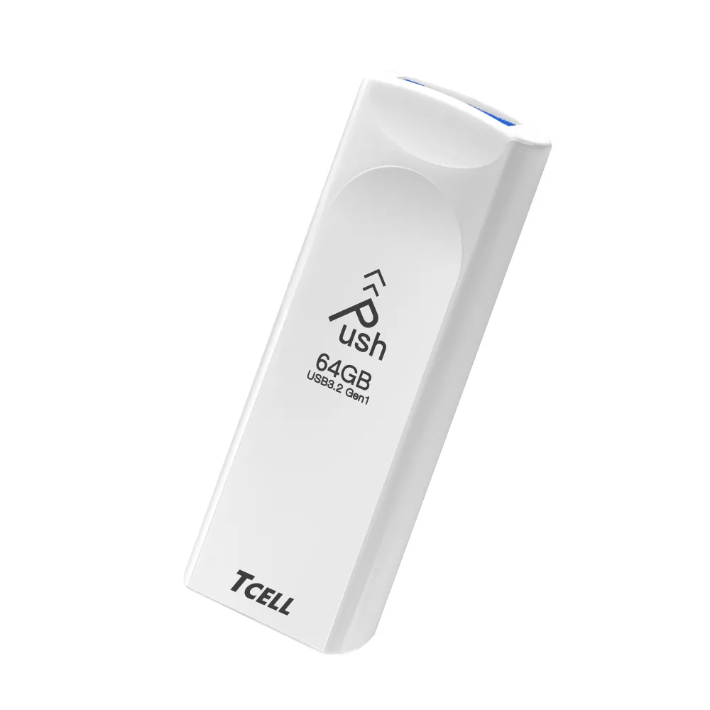 【TCELL 冠元】USB3.2 Gen1 64GB Push推推隨身碟(珍珠白)
